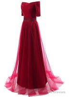 Tulle Off-The-Shoulder Evening Dresses With Pleats
