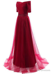 Tulle Off-The-Shoulder Evening Dresses With Pleats