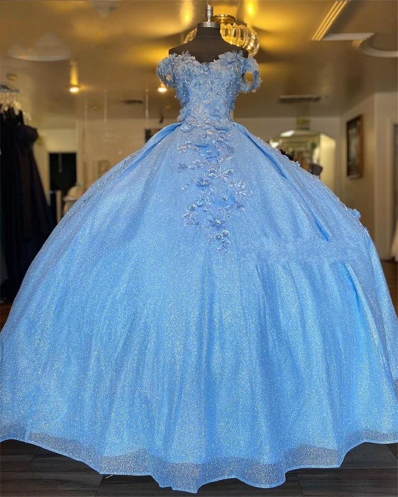 Tulle Princess Off Shoulder Long Formal Prom Dress, Long Strapless Pink Flower Appliqu¨¦S Evening Dress