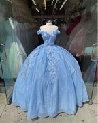 Tulle Princess Off Shoulder Long Formal Prom Dress, Long Strapless Pink Flower Appliqu¨¦S Evening Dress
