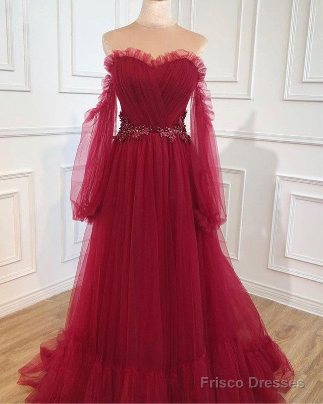 Tulle Princess Prom Dresses Ruffles Sweetheart Puffy Sleeves Secondary image