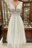 Tulle Formal Prom Dress A-line Tea-Length With Appliqued Glitter