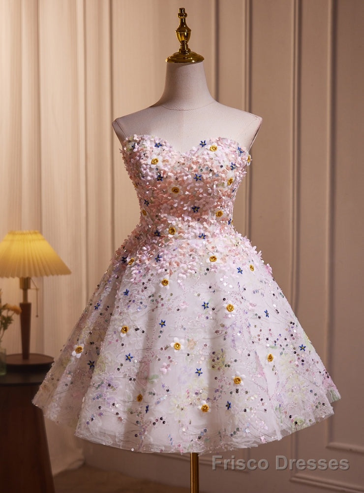 Tulle Sequins Flower Beading Homecoming Dress Main image