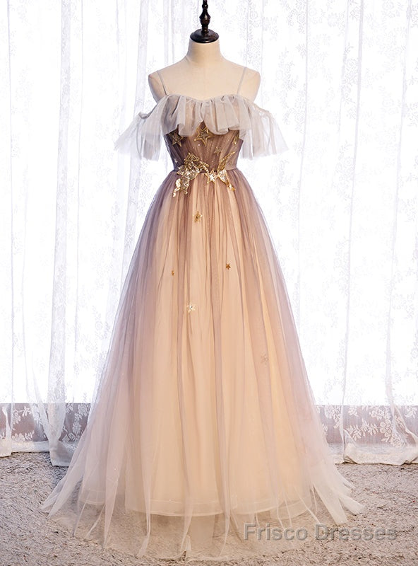 Tulle Sequins Spaghetti Straps Pleats Prom Dress Main image