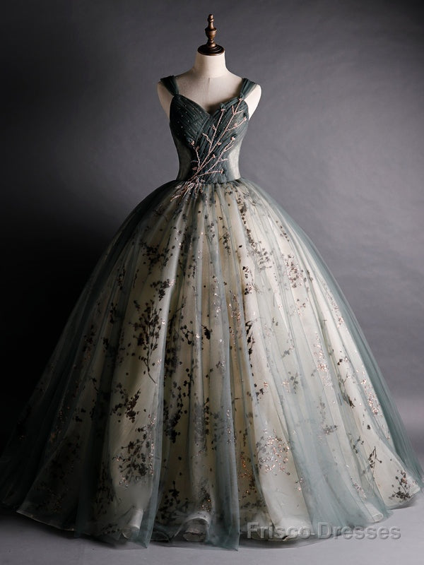 Tulle Sequins Straps Pleats Beading Quinceanera Dress Main image