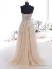 Tulle Sweetheart Sleeveless A-Line Floor-Length With Sequin Dresses