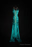 Turqoise Mermaid Halter Satin Beaded Long Prom Dress Retro V-Neck Rhinestone Evening Gown