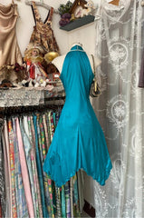 Turquoise A-Line Halter Satin Prom Dress Sexy Sleeveless Party Dress