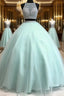 Two Piece Ball Gown Dress With Beaded Crop Top