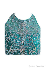 Two Pieces Tulle Short With Beaded Green Homecoming Dress