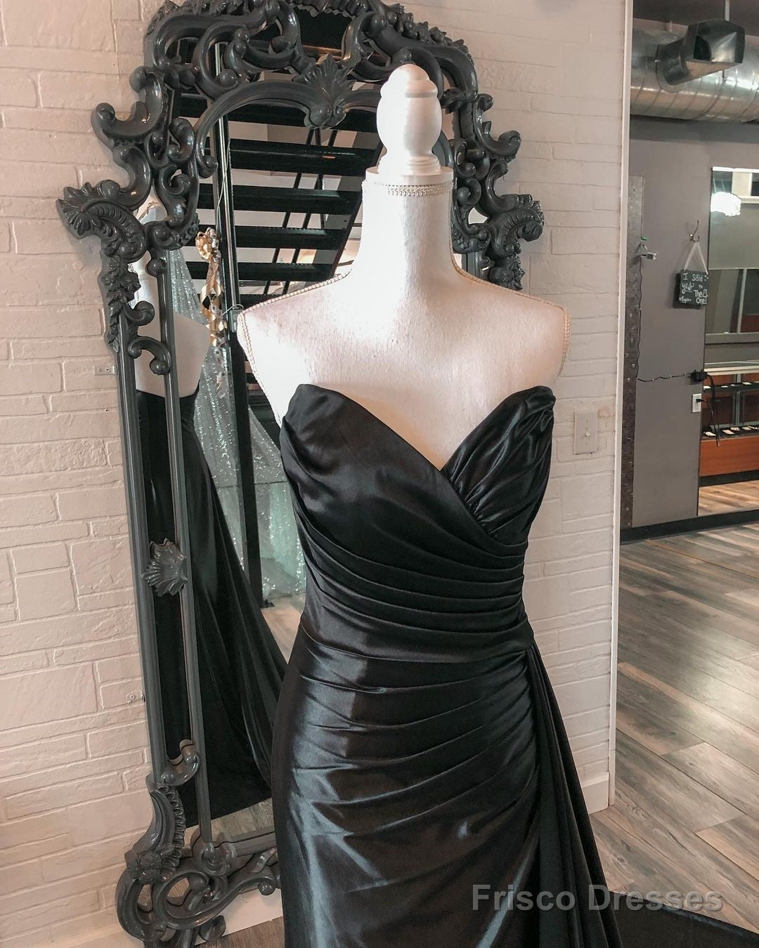 Uk Black Satin Wedding Guest Dress Mermaid Long Prom Dresses Sweetheart Secondary image