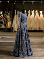 Unique A-Line/Princess Scoop Long Sleeves Applique With Beading Floor-Length Wedding Dresses