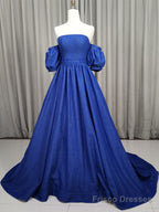 Unique Aline Blue Long Prom Dresses, Blue Long Formal Graduation Dresses