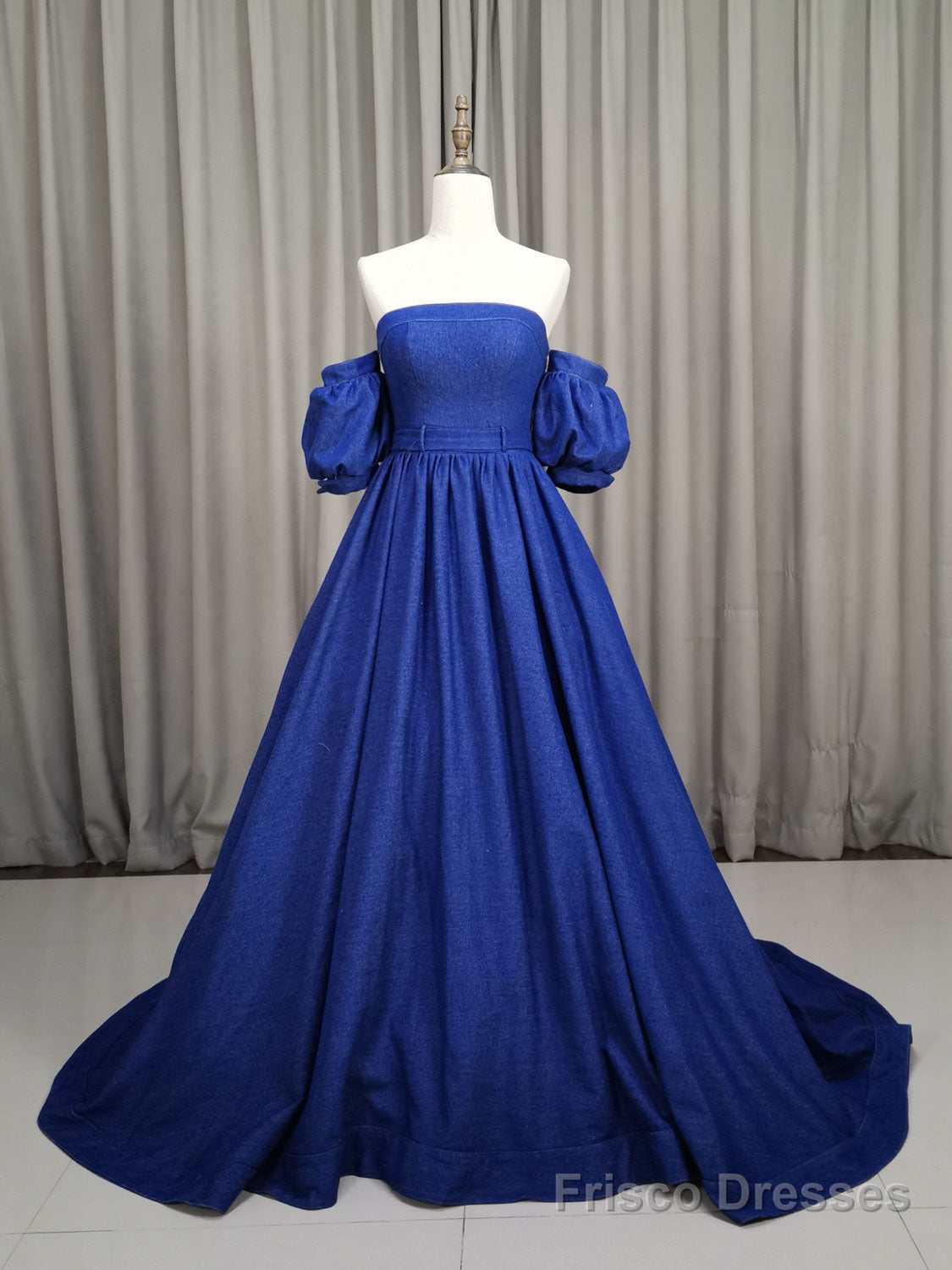Unique Aline Blue Long Prom Dresses, Blue Long Formal Graduation Dresses