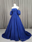 Unique Aline Blue Long Prom Dresses, Blue Long Formal Graduation Dresses