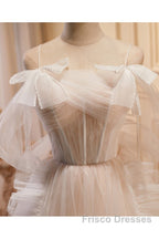 Unique And Noble Ivory Sleeveless Off Shoulder Ball Dress Ivory Sheer Thin Shoulder Strap With Backless Strap Formal Prom Dress