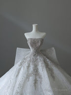 Unique Ball Gown Strapless Sequin Long Wedding Dresses Brides Dress
