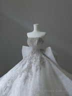 Unique Ball Gown Strapless Sequin Long Wedding Dresses Brides Dress