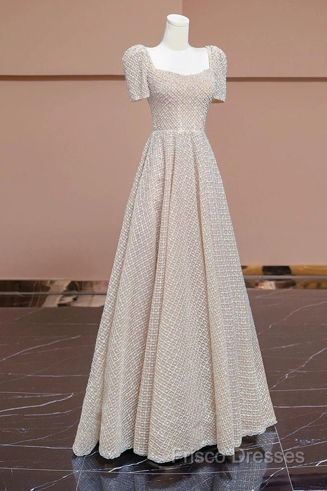 Unique Ball Gown Strapless Short Sleeves Long Wedding Dress Secondary image