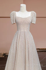 Unique Ball Gown Strapless Short Sleeves Long Wedding Dress