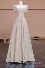 Unique Ball Gown Strapless Short Sleeves Long Wedding Dress