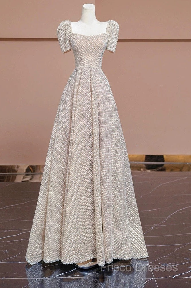 Unique Ball Gown Strapless Short Sleeves Long Wedding Dress