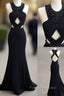 Unique Black Mermaid Long Formal Prom Dress, Black Formal Dress For Teens