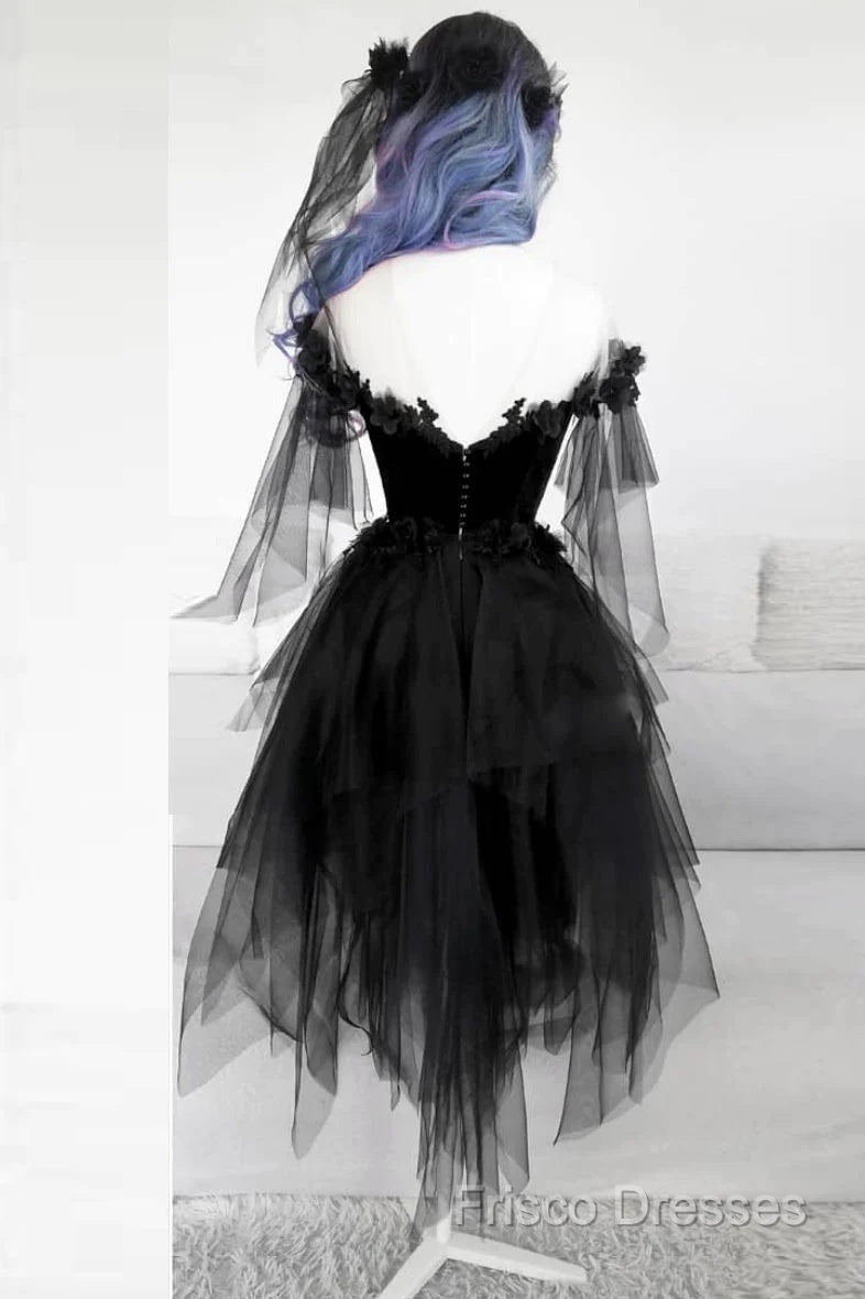 Unique Black Off The Shoulder Layered Tulle Homecoming Dress,Beautiful Formal Prom Dress