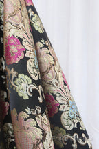 Unique Floral Floor Length Formal Prom Dress, A-Line Black Formal Dress