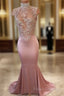 Unique Hight Neck Sequin Long Formal Prom Dress, Mermaid Formal Dress