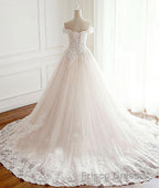 Unique lace tulle long wedding Dresses, lace long bridal Dresses