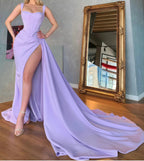 Unique Lilac Satin Mermaid Sexy Prom Dress Online Evening Formal Gown