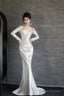Unique Mermaid Off The Shoulder Long Sleeves Wedding Dresses Ivory Brides Dress