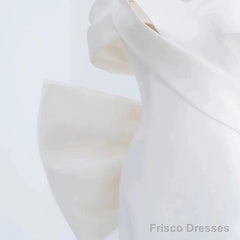 Unique Mermaid Off The Shoulder Long White Satin Wedding Dresses