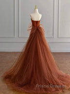 Unique Mermaid Satin Brown Long Formal Prom Dress, Brown Long Evening Dress