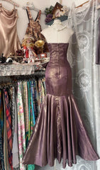 Unique Mermaid Strapless Glitter Satin Ball Dress Beautiful Birthday Evening Dress