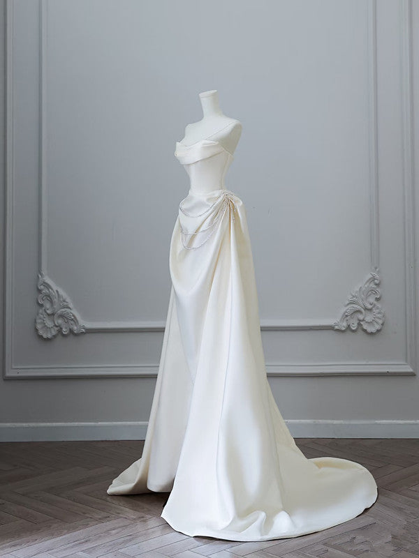 Unique Mermaid Strapless Long Wedding Dresses With Short Sleeves Brides Dress Secondary image