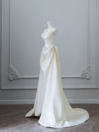 Unique Mermaid Strapless Long Wedding Dresses With Short Sleeves Brides Dress