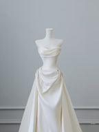 Unique Mermaid Strapless Long Wedding Dresses With Short Sleeves Brides Dress