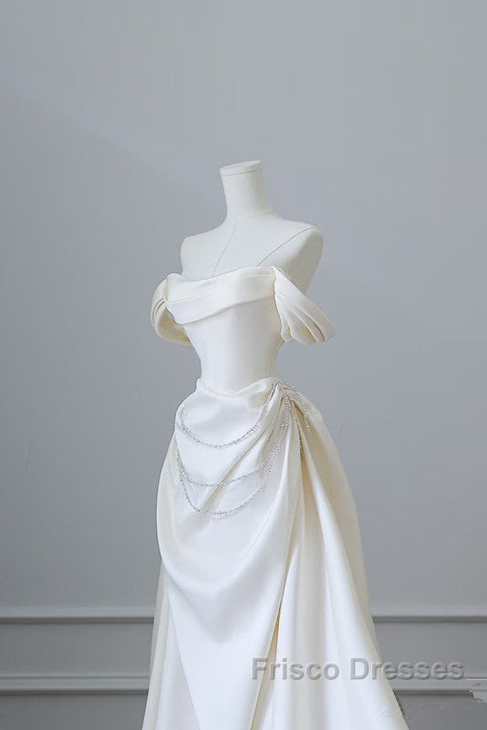 Unique Mermaid Strapless Long Wedding Dress With Short Sleeves Brides Dress