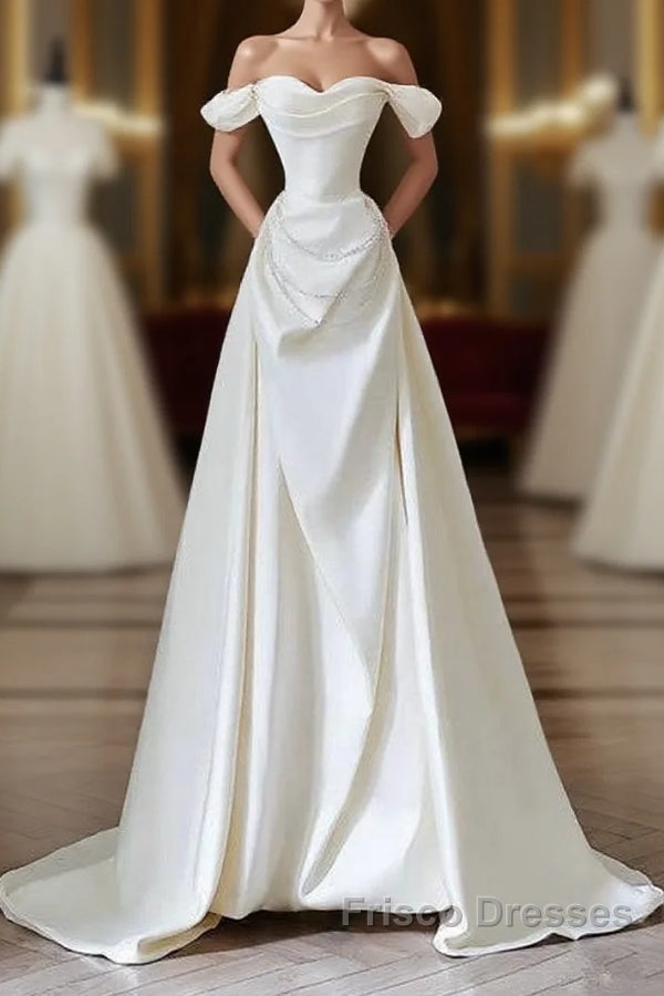 Unique Mermaid Strapless Long Wedding Dress With Short Sleeves Brides Dress Main image
