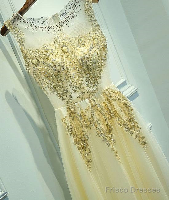 Unique Round Neck Lace Tulle Long Prom Dress, Evening Dress Secondary image