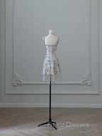Unique Sheath Spaghetti Straps Silver Wedding Dress Brides Dress