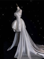 Unique Sheath Strapless Sequin Short White Wedding Dress Brides Dress