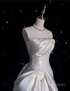 Unique Sheath Strapless Sequin Short White Wedding Dress Brides Dress