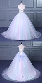 Unique Strapless Sweetheart A Line Wedding Dress Beaded Bridal Formal Prom Gown