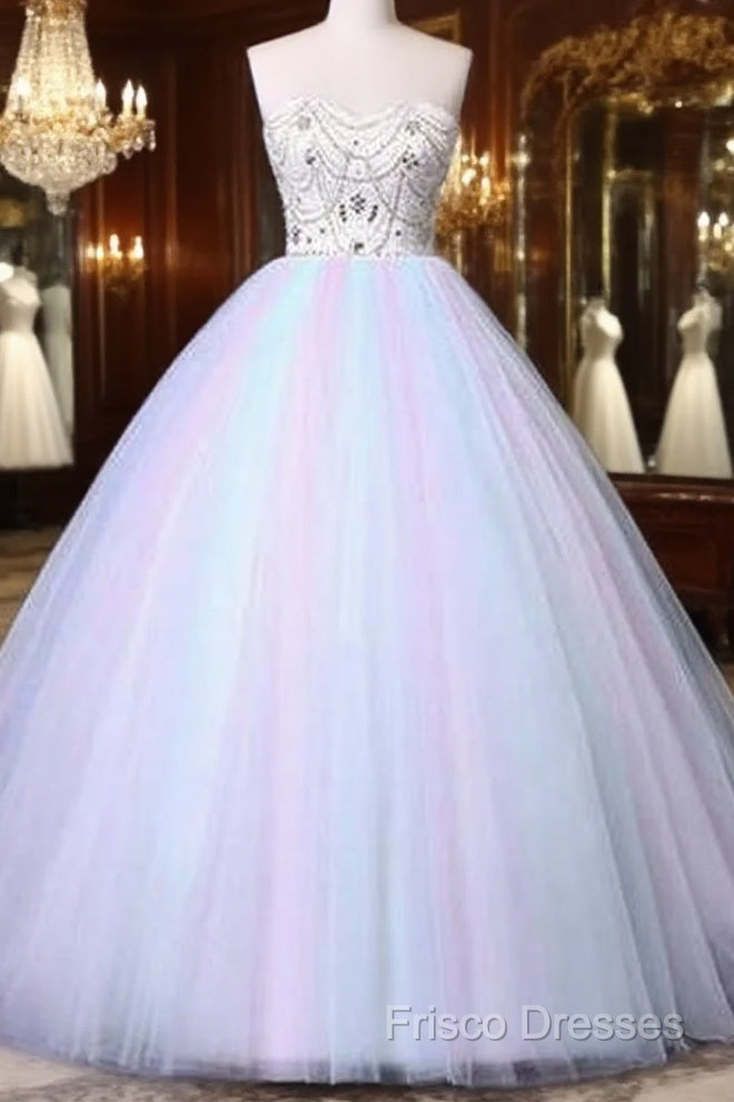 Unique Strapless Sweetheart A Line Wedding Dress Beaded Bridal Formal Prom Gown Main image