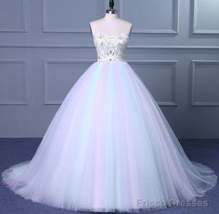 Unique Strapless Sweetheart A Line Wedding Dresses Beaded Bridal Prom Gown