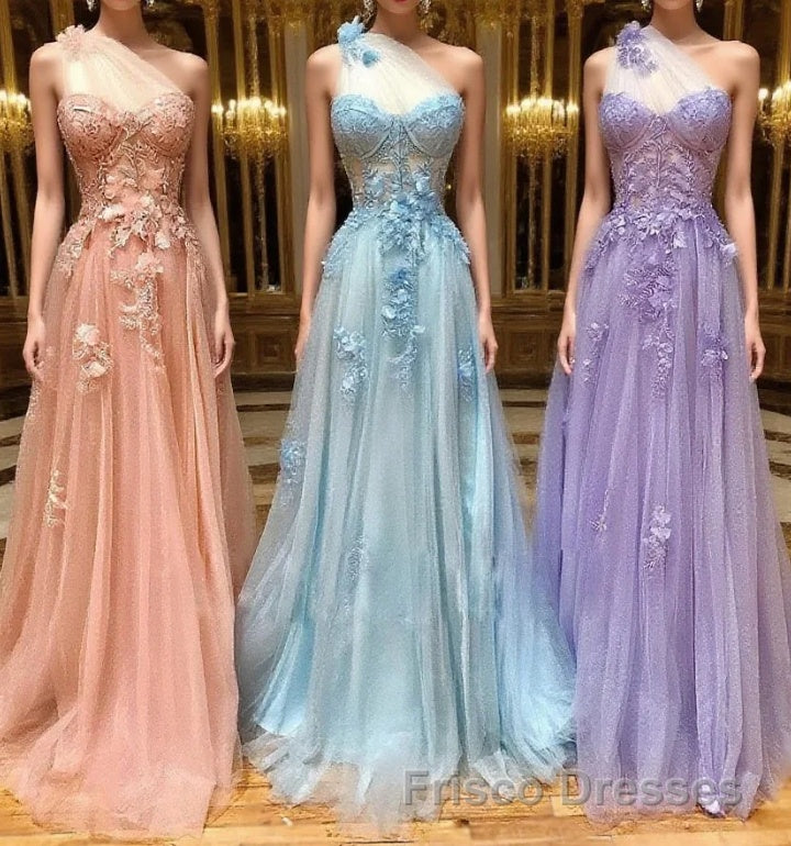 Unique sweetheart neck tulle lace long Formal Prom Dresses A line evening Dresses Main image