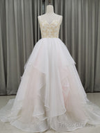 Unique Sweetheart Neck Tulle Long Prom Dresses, Tulle Graduation With Beading Sequin